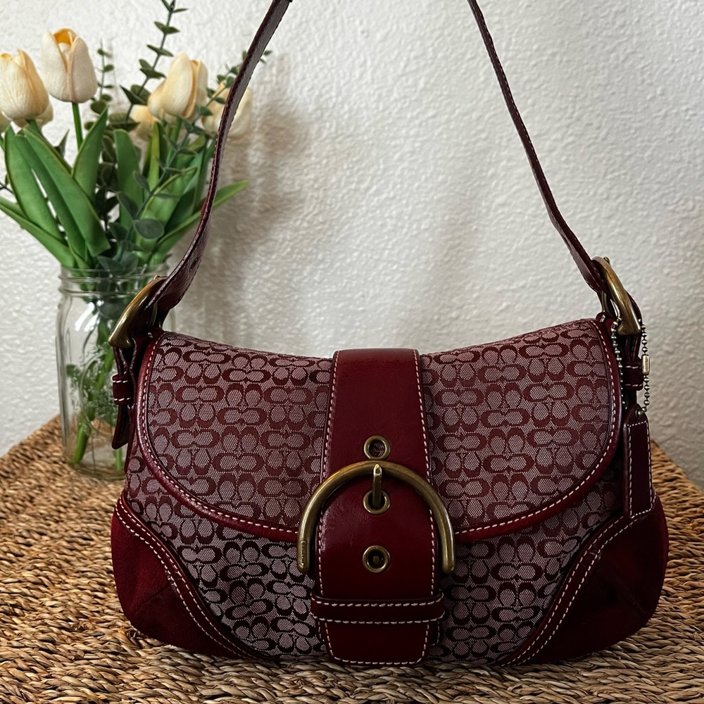 Y2K Coach Soho Buckle Burgundy and Gold #6818